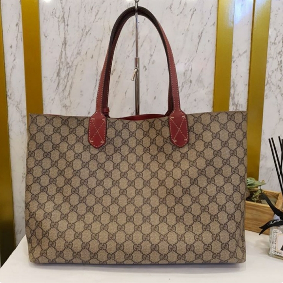 Gucci Beige GG and Red Leather Supreme Monogram - Picture 3 of 8